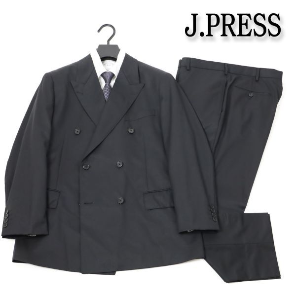 993 新品 訳有◆J.PRESS ジェイプレス Jプレス ウール ダブルスーツ メンズ 無地 ブラック スーツ 毛100% 総裏 BB5拍卖