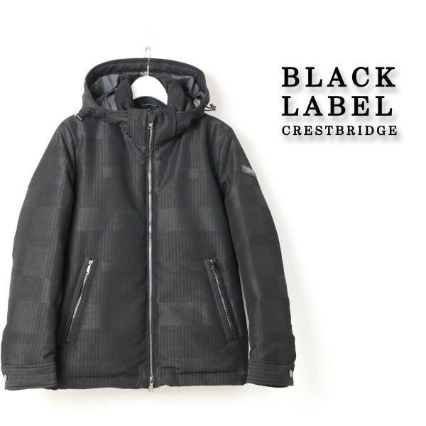 433a 新品 ブラックレーベル クレストブリッジ チェック ダウンジャケット BLACK LABEL ビッグウェーブシャドー ダウン ダークグレー LL拍卖