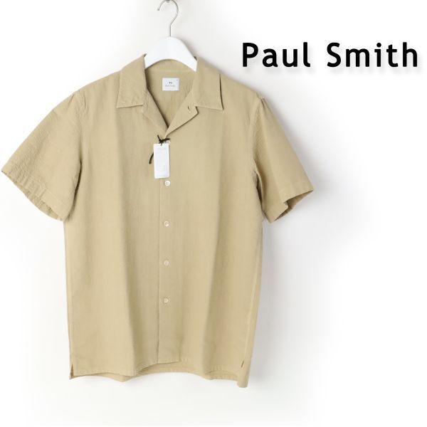 853 新品☆ PS Paul Smith ポールスミス シアサッカー オープンカラーシャツ カジュアル メンズ コットン 半袖 シャツ M拍卖