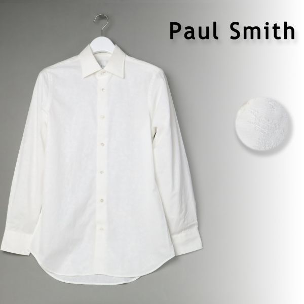 824 新品 少訳 Paul Smith ポールスミス ”Flower Stamp” ドレスシャツ メンズ コットン 長袖 シャツ 233209 M拍卖