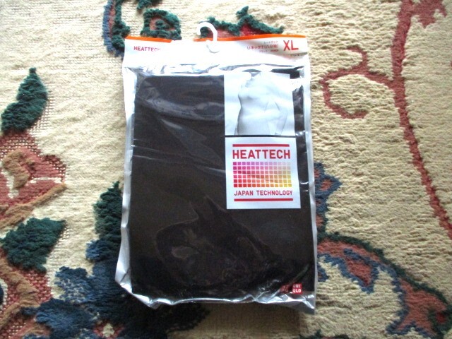 ユニクロ♪ヒートテック クルーネックTシャツ 八分袖 XL 黒拍卖