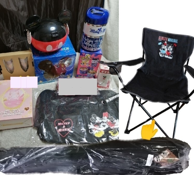 【ディズニー まとめ売り】6個セット グラス、 Bigバッグ、卓上加湿器、ステンレスランチボックス、折りたたみ椅子、ポップコーンバケット拍卖