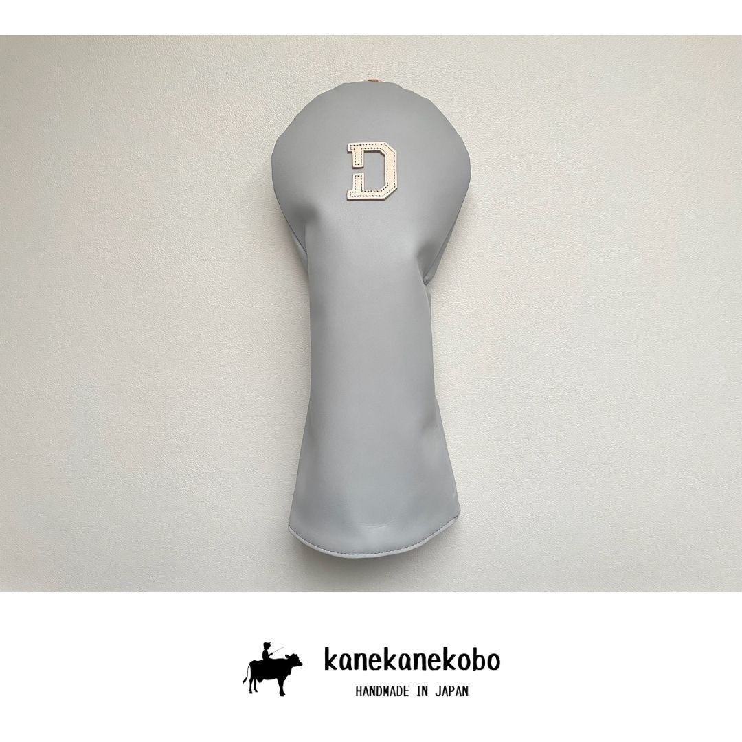 在庫処分 ドライバー用本革ヘッドカバー1本 スムースグレー牛革 国産ヌメ革使用 kanekanekobo 拍卖