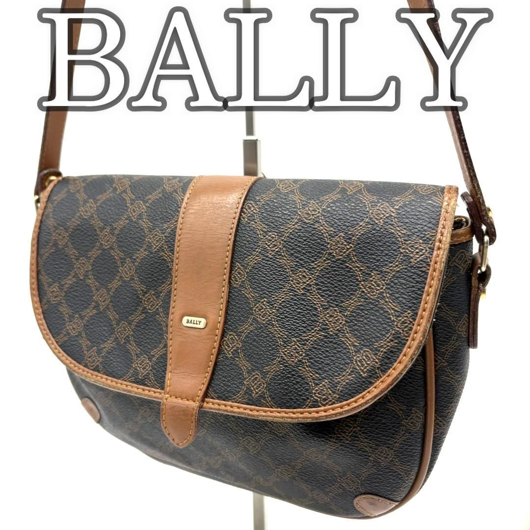 BALLY バリー ショルダーバッグ PVC レザー 肩掛け 斜め掛け B柄 ブラウン拍卖