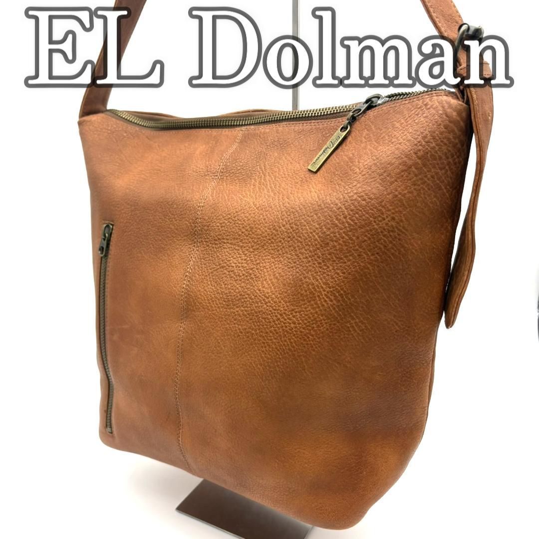 【美品】EL Dolman エルドルマン レザー ワンショルダーバッグ ブラウン拍卖
