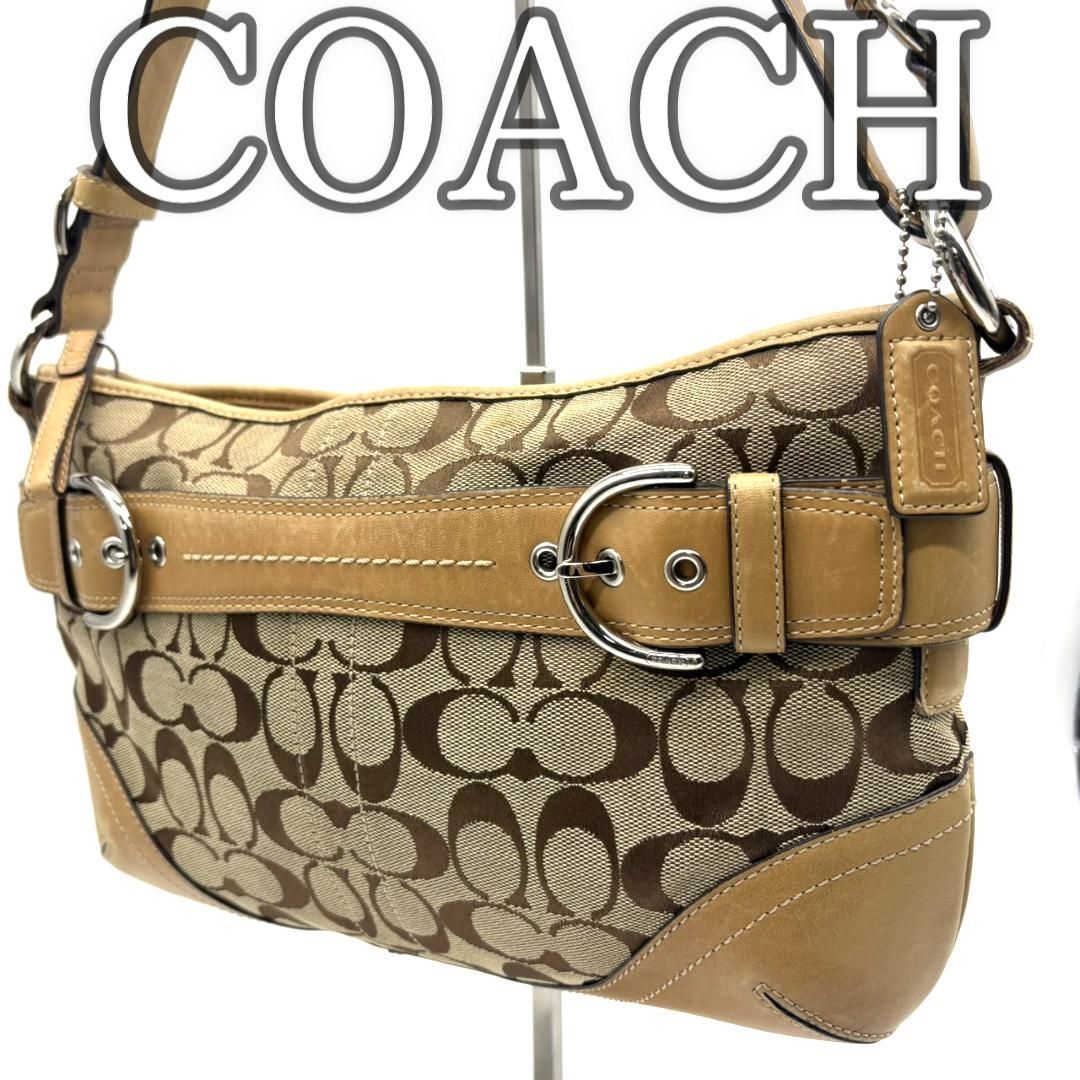 【良品】コーチ COACH バッグ Y2K シグネチャー バゲット ショルダー ブラウン キャンバス レザー ヴィンテージ バッグ 肩掛け 斜め掛け拍卖