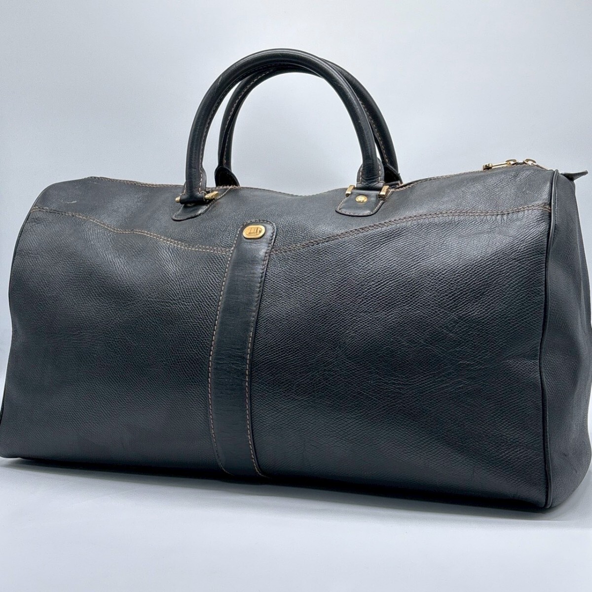 極美品/大容量◆ dunhill ダンヒル ボストンバッグ メンズ ビジネス 旅行 トラベル 宿泊 オールレザー 本革 A4可 ブラック 黒色 ファスナー拍卖