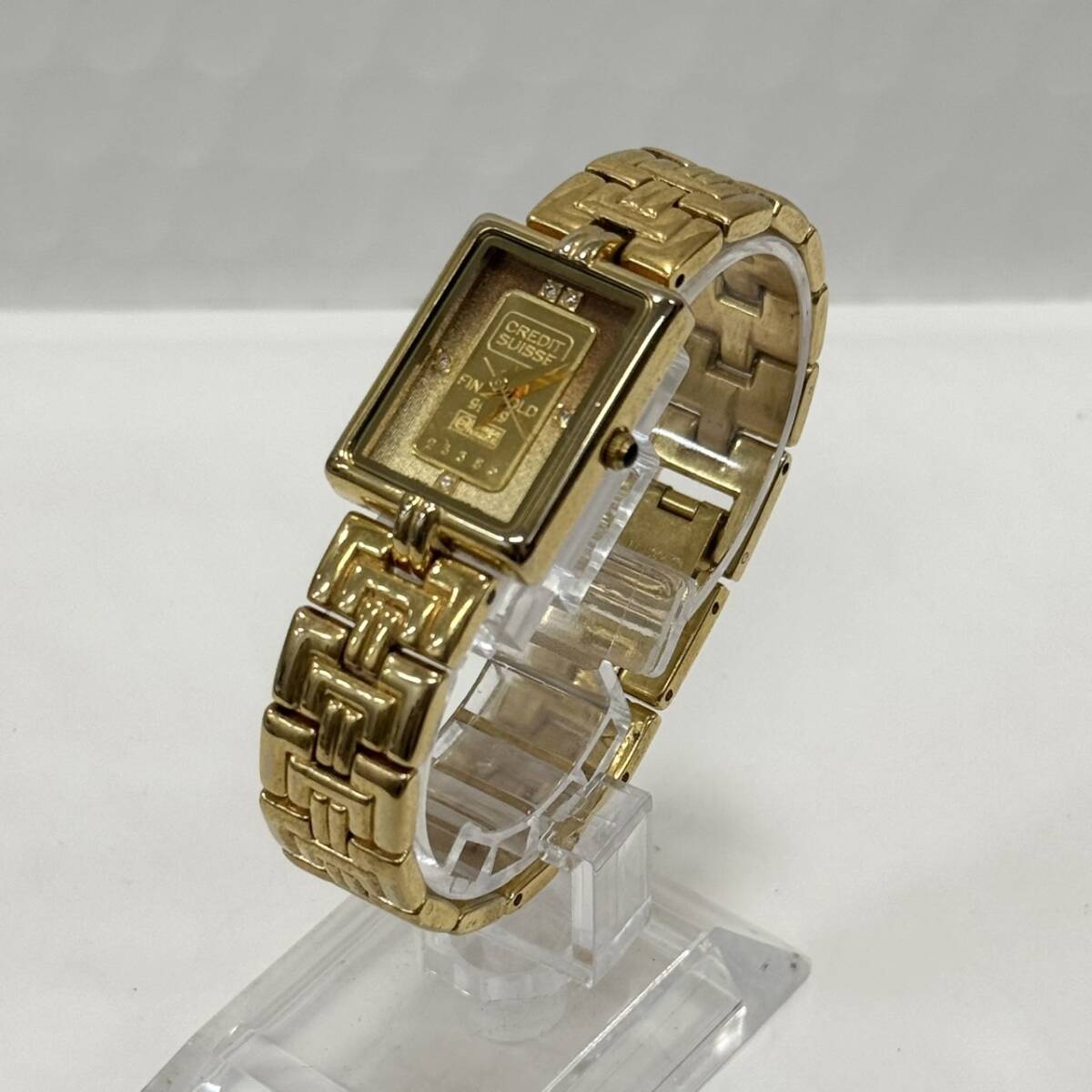 L【不動品】ELGIN エルジン FK-582-TN FINE GOLD 999.9 インゴット 1g ゴールド文字盤 QZ レディース 腕時計 中古 詳細不明 ジャンク拍卖