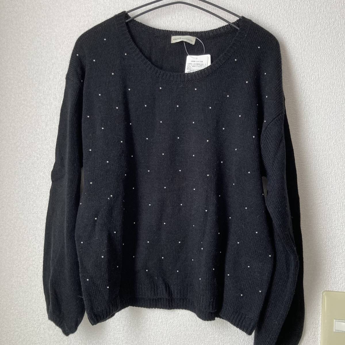 新品☆earthmusic&ecologyアースミュージック&エコロジー☆パール編み込みニット拍卖