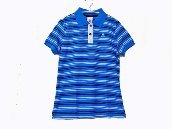新品 タグ付き ルコック S-M 半袖ポロシャツ 5700円 ブルーストライプ 匿名配送拍卖