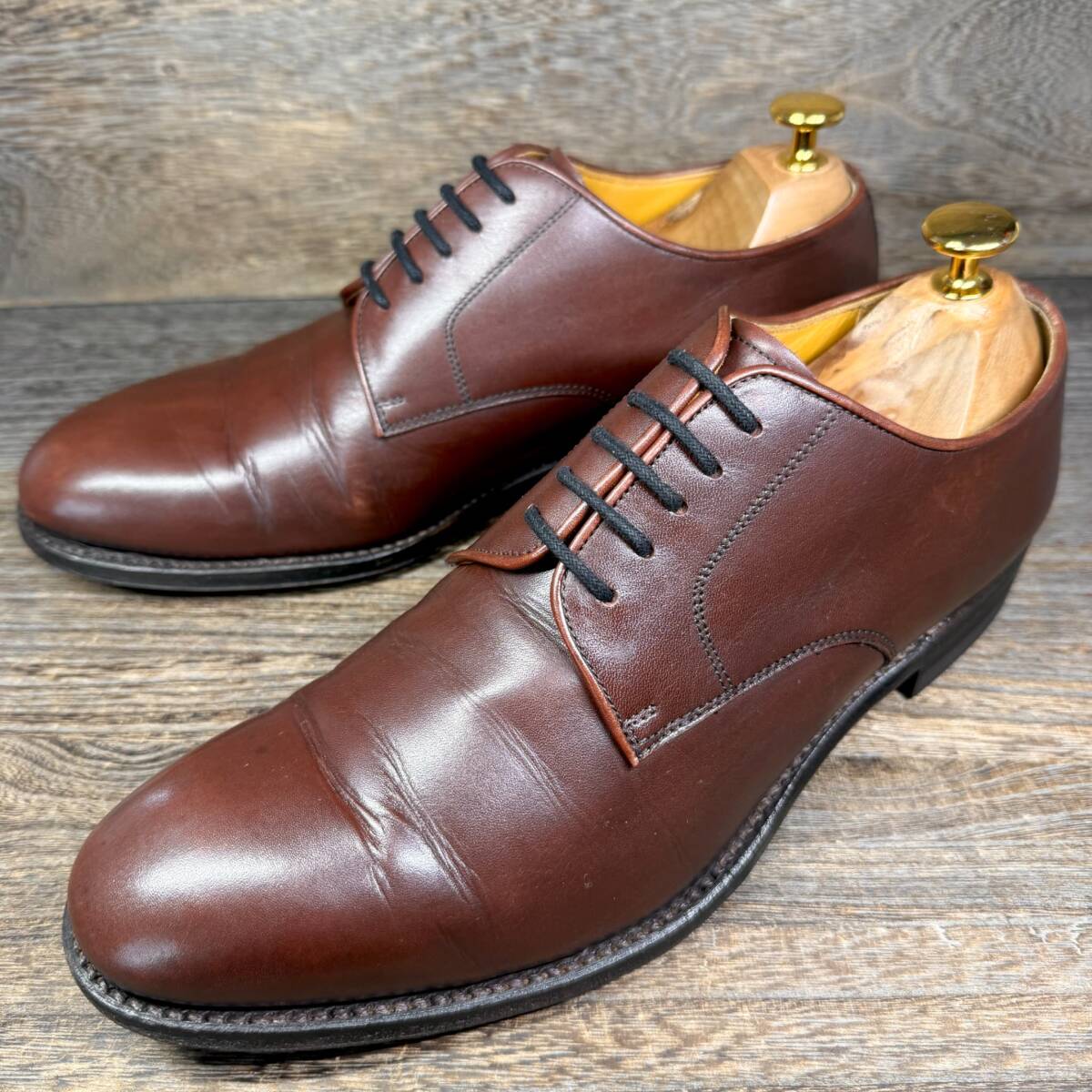 ◆REGAL◆リーガル 25.5cm ビジネスシューズ プレーントゥ 茶色 ブラウン メンズ 革靴 靴 レザー 中古 宅急便 即決拍卖