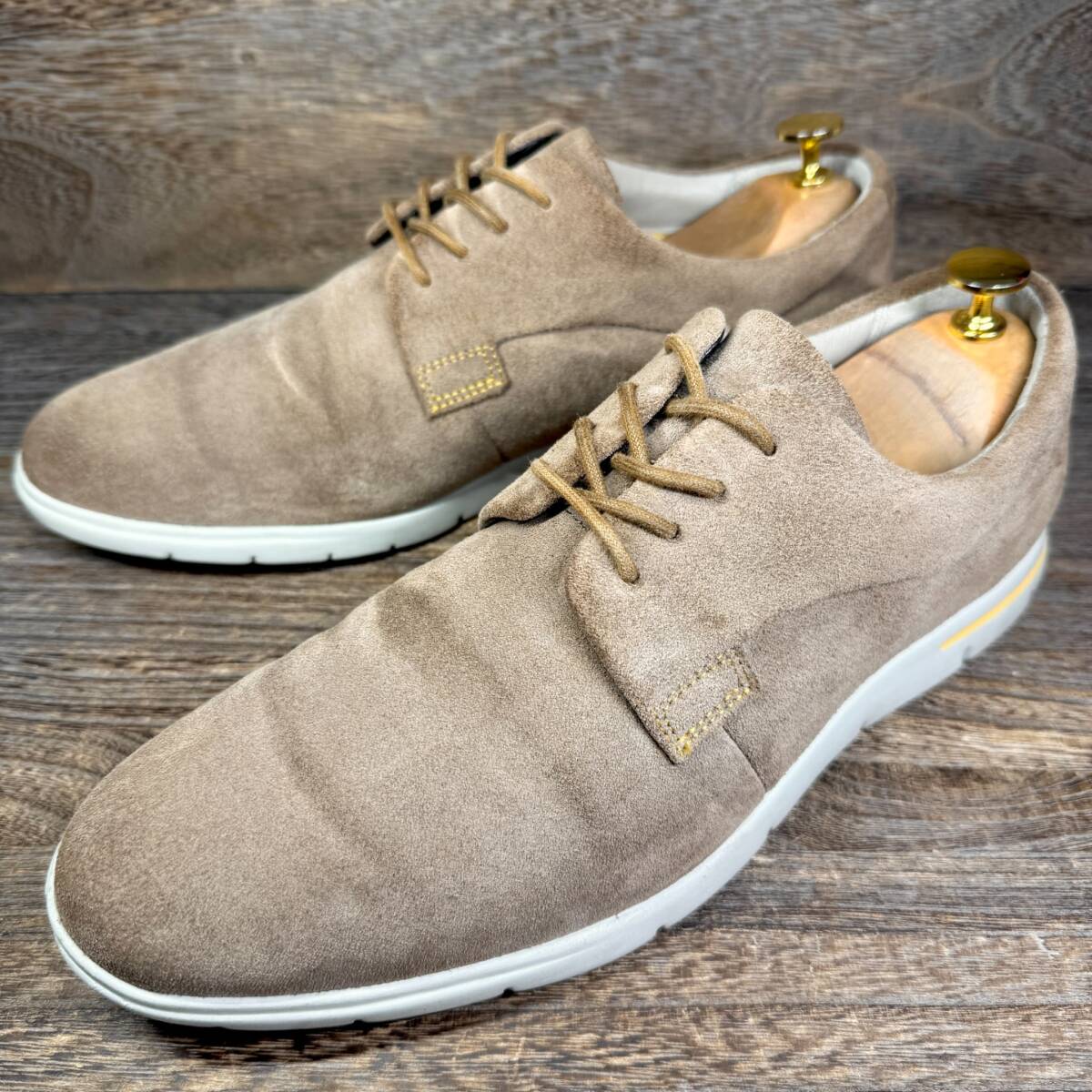 ◆Clarks◆クラークス 26.5cm(表記EU42)レザースニーカー スエード ブラウン メンズ 革靴 靴 レザー 中古 宅急便 即決拍卖