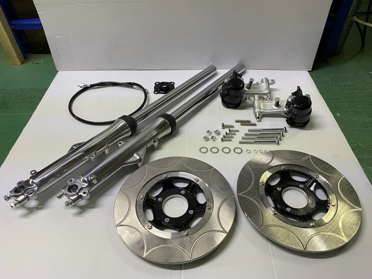 CB400F メッキB ダブルディスクセット トレンチカット 銀/純正対応33πフロントフォークBEET旧車 CB400four CB350FホークCB250T CB400N拍卖