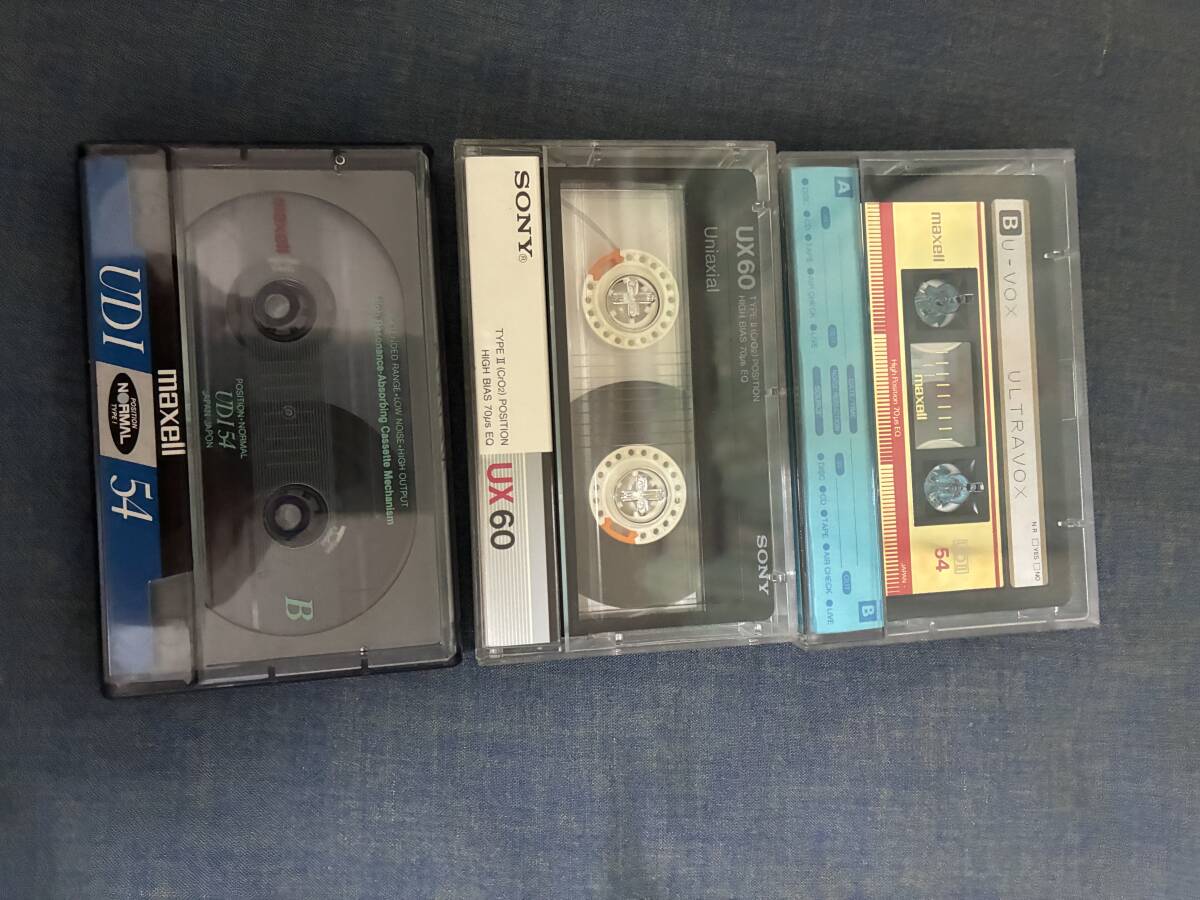 使用済みカセットテープ3本、マクセルUDⅡ46、マクセルUD154、SONY_UX60、巻き戻しはされていますが、録音の削除、再生確認ができてません拍卖