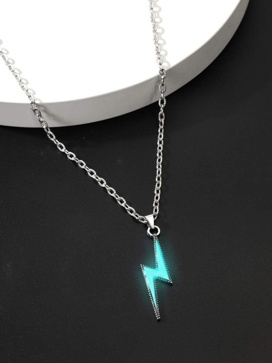 ジュエリー メンズ ネックレス ファッショナブルで人気のあるメンズ 暗闇で光るライトニング ペンダント ネックレス 合金 ジュエリ拍卖