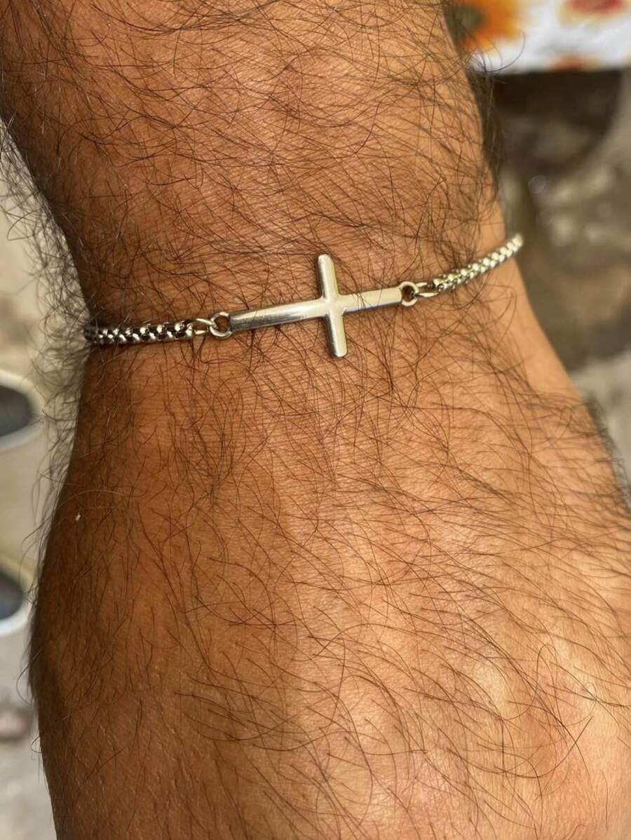 ジュエリー メンズ ブレスレット メンズ ステンレス製 クロスチャーム ブレスレット拍卖