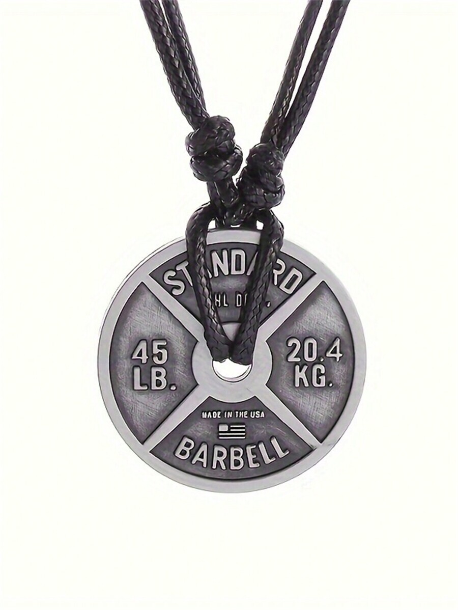ジュエリー メンズ ネックレス 45LBバーベルプレートネックレスペンダント、男女兼用のインスピレーショナルフィットネスボディービ拍卖