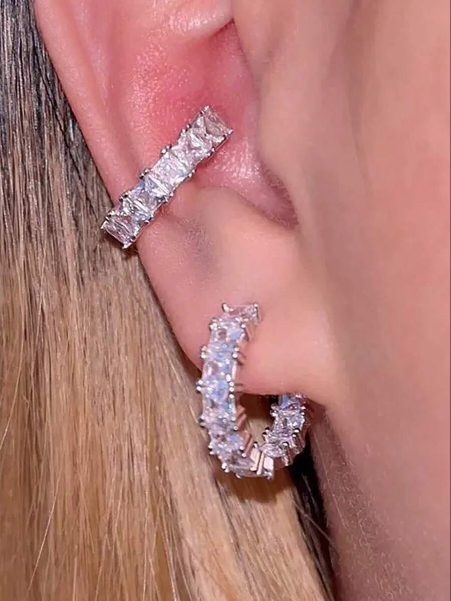 ジュエリー レディース イヤーアクセサリー 1ペアスターリングシルバー スパークル ピアス ファイン エンゲージメント アニバーサ拍卖