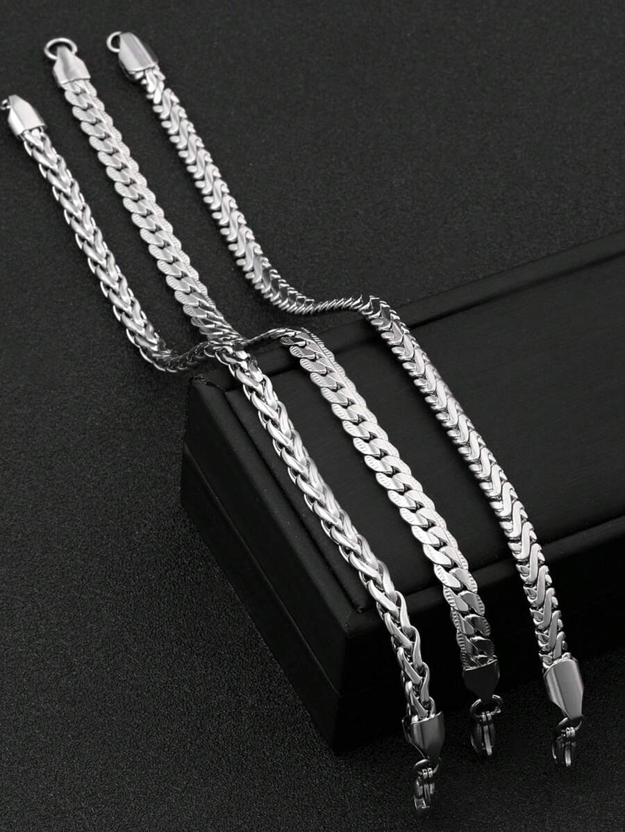 ジュエリー メンズ ブレスレット セット ステンレススチールメンズブレスレット3個セット、中空スネークチェーン、エンボス加工ヴィン拍卖