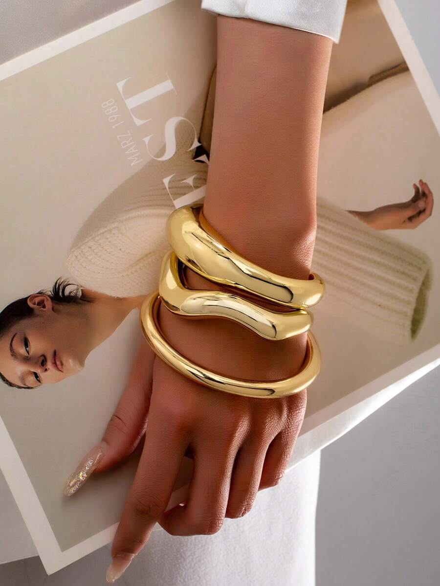 ジュエリー レディース ブレスレット セット ゴールドカラー ちゅんきー ブレスレット 3個セット レディース 防水バングル セッ拍卖