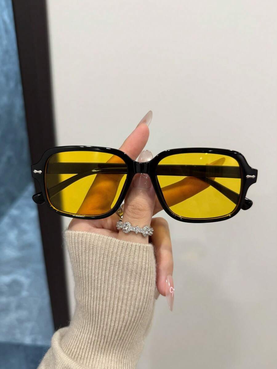 アクセサリー レディース アイアクセサリー 1個 ファッショナブルな黒フレームメガネ、ユニセックススタイル、旅行や休暇、アウトドア拍卖