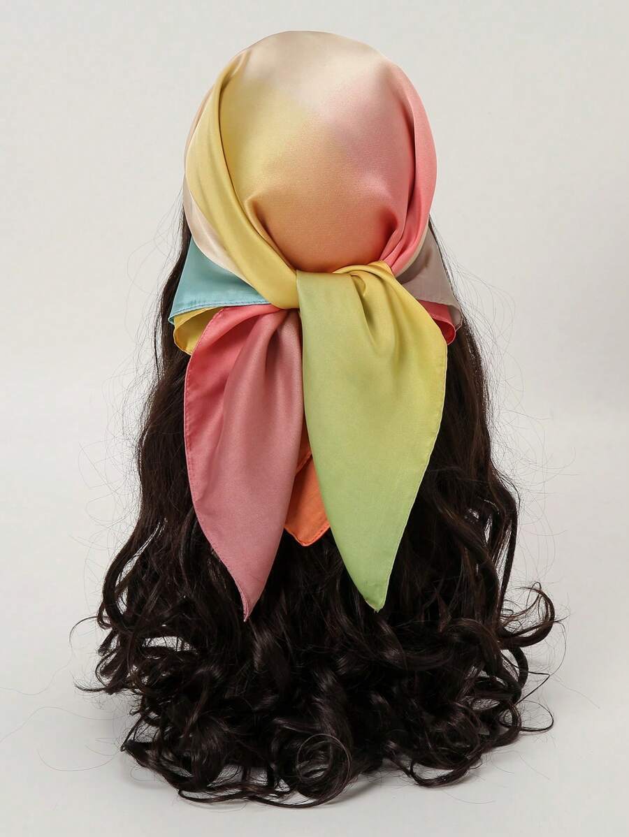 アクセサリー レディース スカーフ 1個 オンブレ グラデーション プリント バンダナ スカーフ、装飾用や日常使いできる正方形ショ拍卖