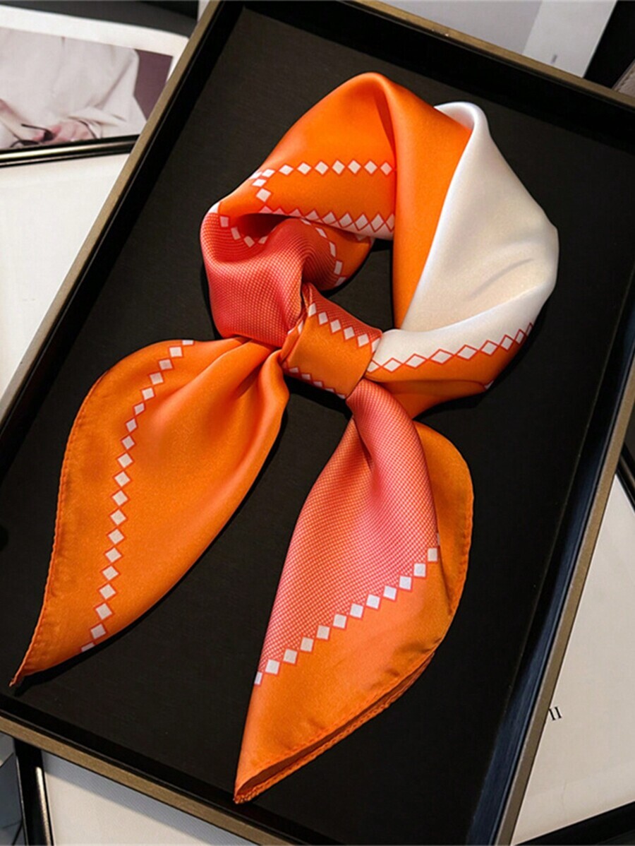 アクセサリー レディース スカーフ 1個 女性用ラグジュアリーエレガントなカラーブロック プリントシルクバンダナスカーフ(70*7拍卖