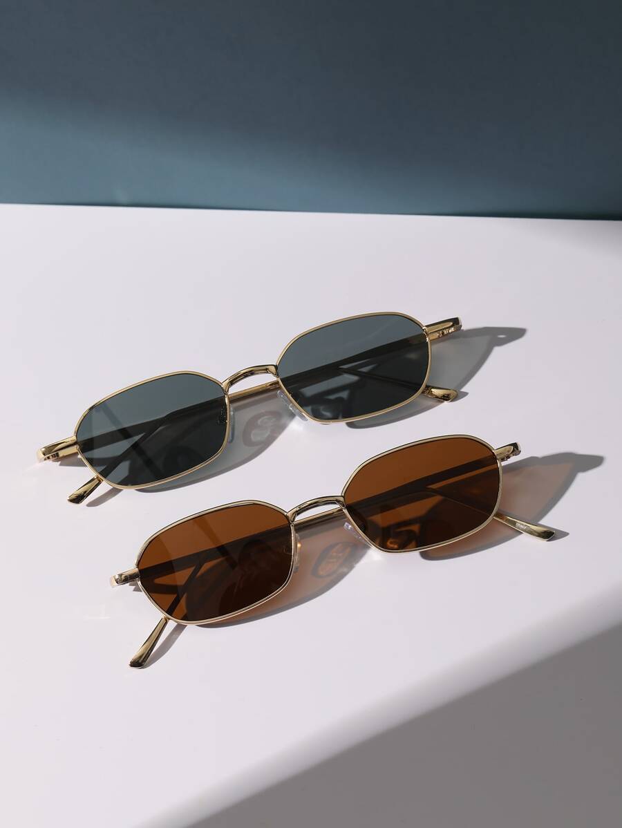 アクセサリー メンズ アイアクセサリー 2個 メンズスクエアメタル装飾ファッショングラスy2kフェスティバル、夏のビーチ、アウトド拍卖