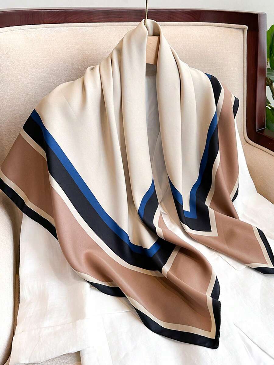 アクセサリー レディース スカーフ 1枚 女性用エレガントなファッション幾何学プリント薄手スタイルの人工シルクスカーフ、ボヘミアン拍卖