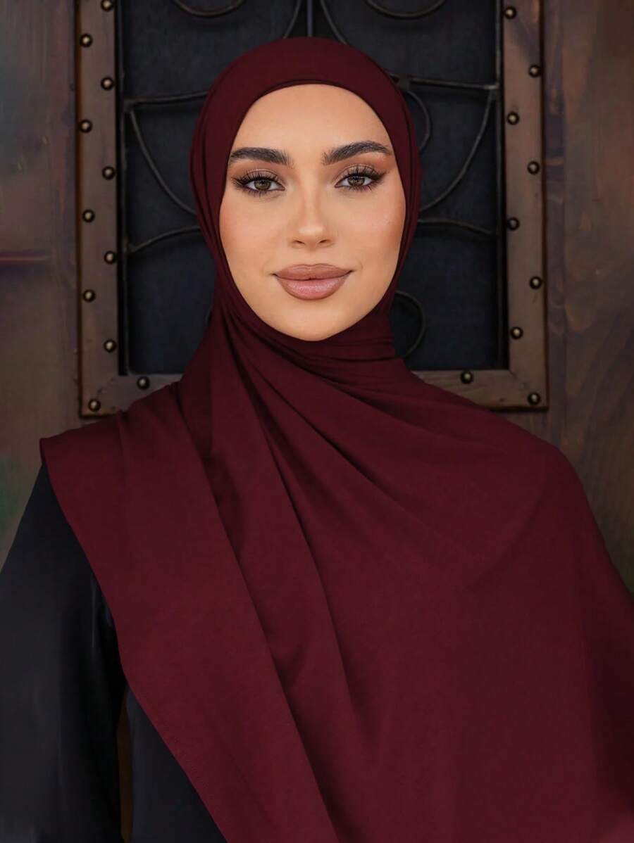 アクセサリー レディース スカーフ 1枚 レディース クラシックソリッドカラーヒジャブ、エレガントカジュアルエッジ ニットスカーフ拍卖