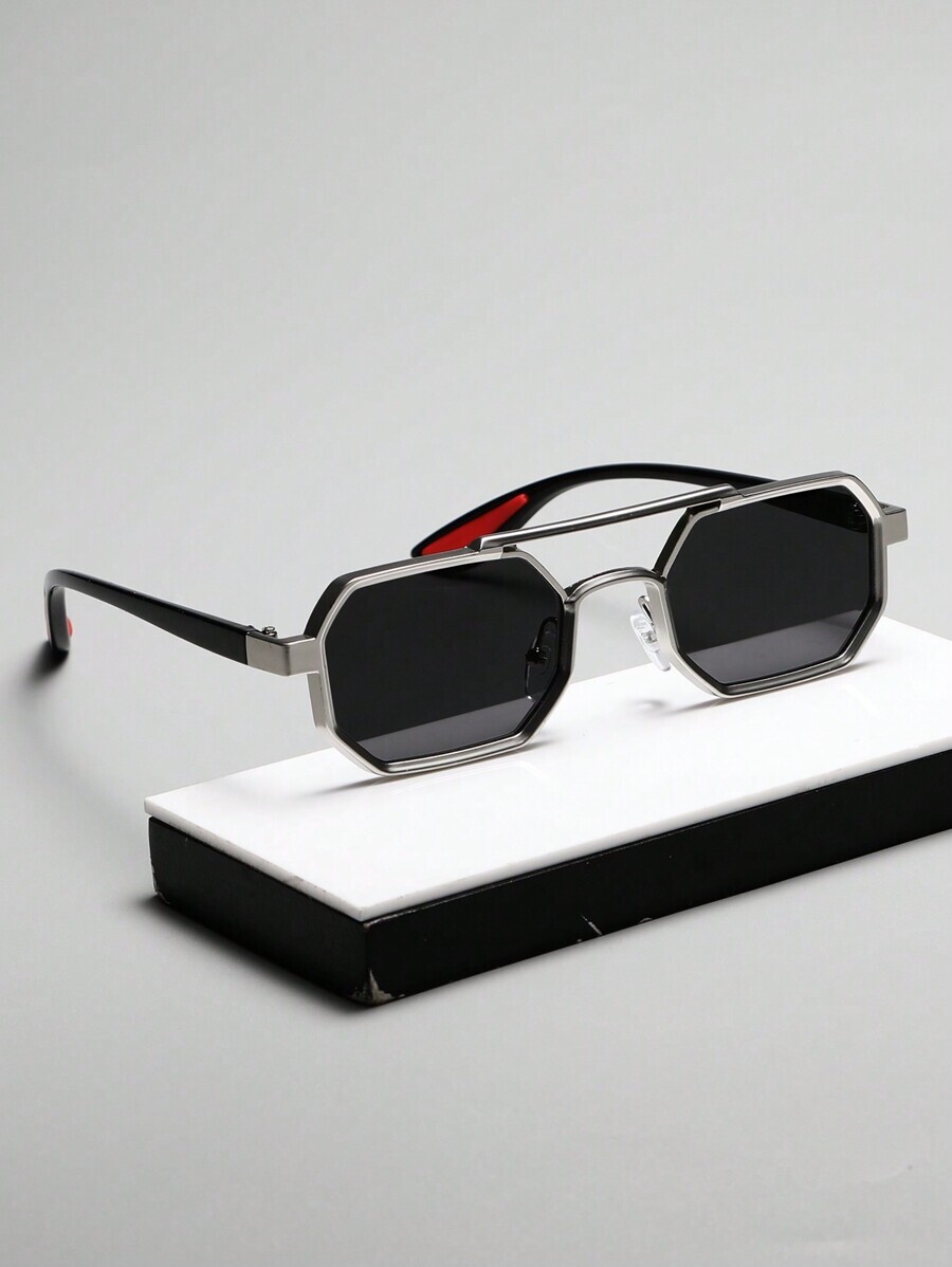 アクセサリー メンズ アイアクセサリー 1ペア ユニセックス メタルジオメトリックフレームメガネ、ファッションカジュアルスタイル拍卖