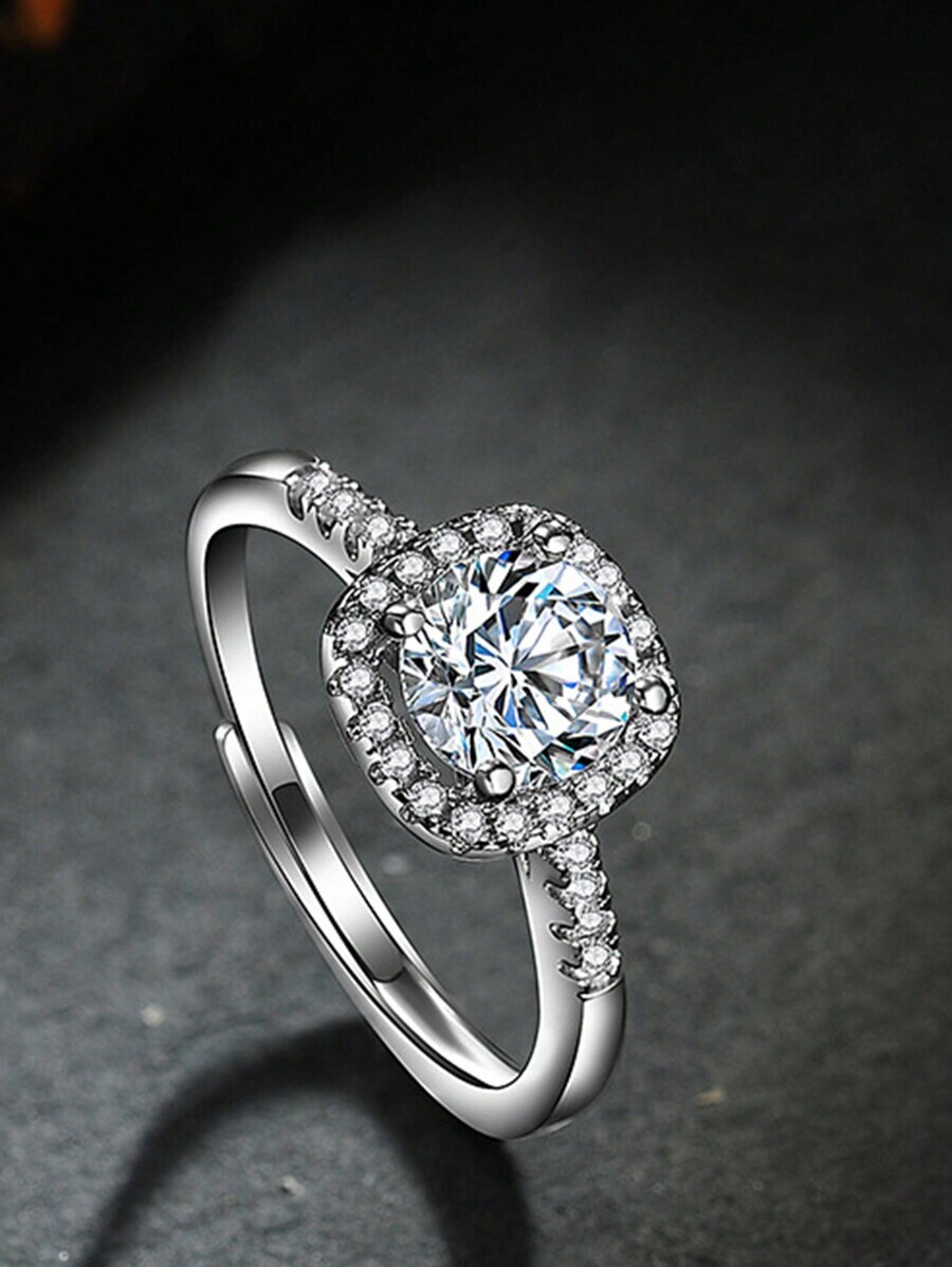 リング レディース リング 1個 ステンレス製 正方形 ラインストーン インレイ ファッショナブル オープンエンド リング拍卖