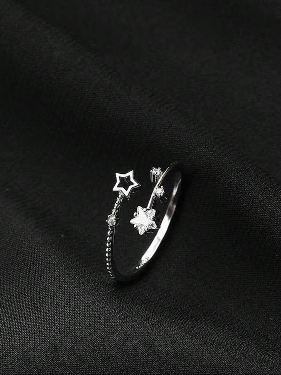 リング レディース リング ファッショナブルでフレッシュなリトルスターウィッシングスターダイヤモンドオープン調節可能なリングは、女拍卖