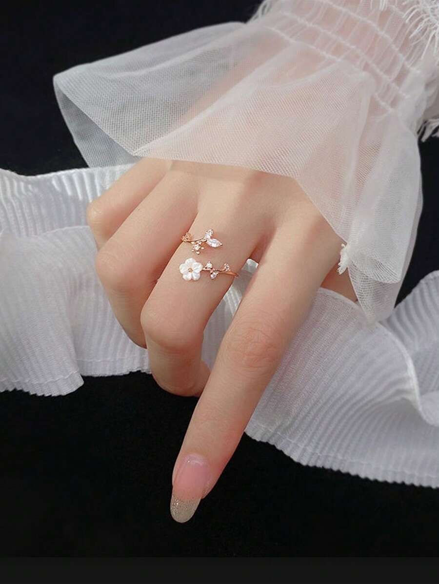 リング レディース リング バレンタイン ご両親 母の日 ギフト フラワーデコレーション カフリング拍卖