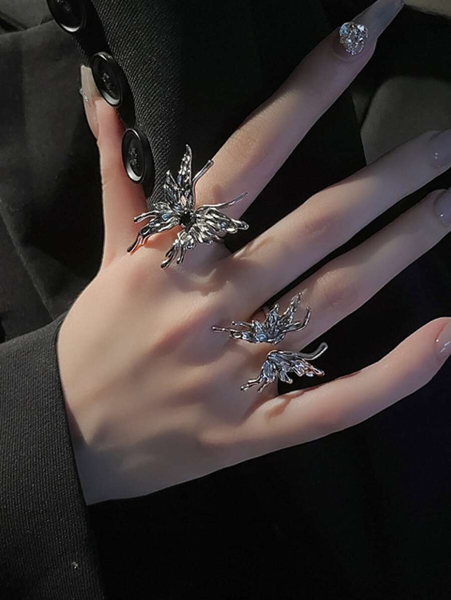 リング レディース セット 2個/セット 蝶々デコレーション リング拍卖