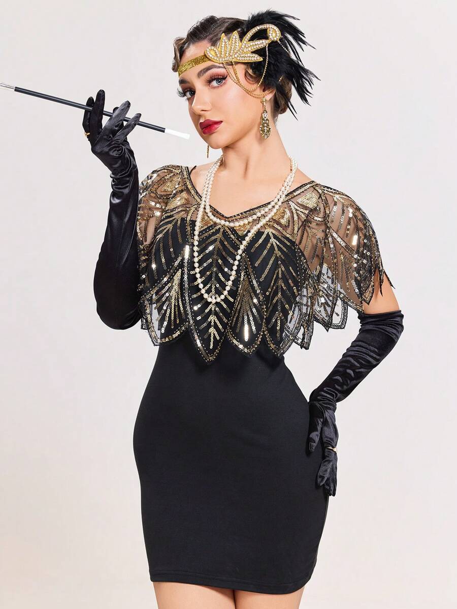 アクセサリー レディース スカーフ 女性用 ヴィンテージ 1920年代 ショール ビーズ スパンコール アールデコ イブニングケー拍卖