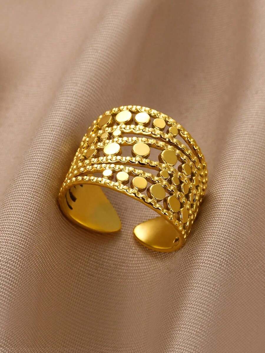 リング レディース リング 1個 ステンレススチール製 太めのバンドデザインリング レディース用ノックル リング拍卖