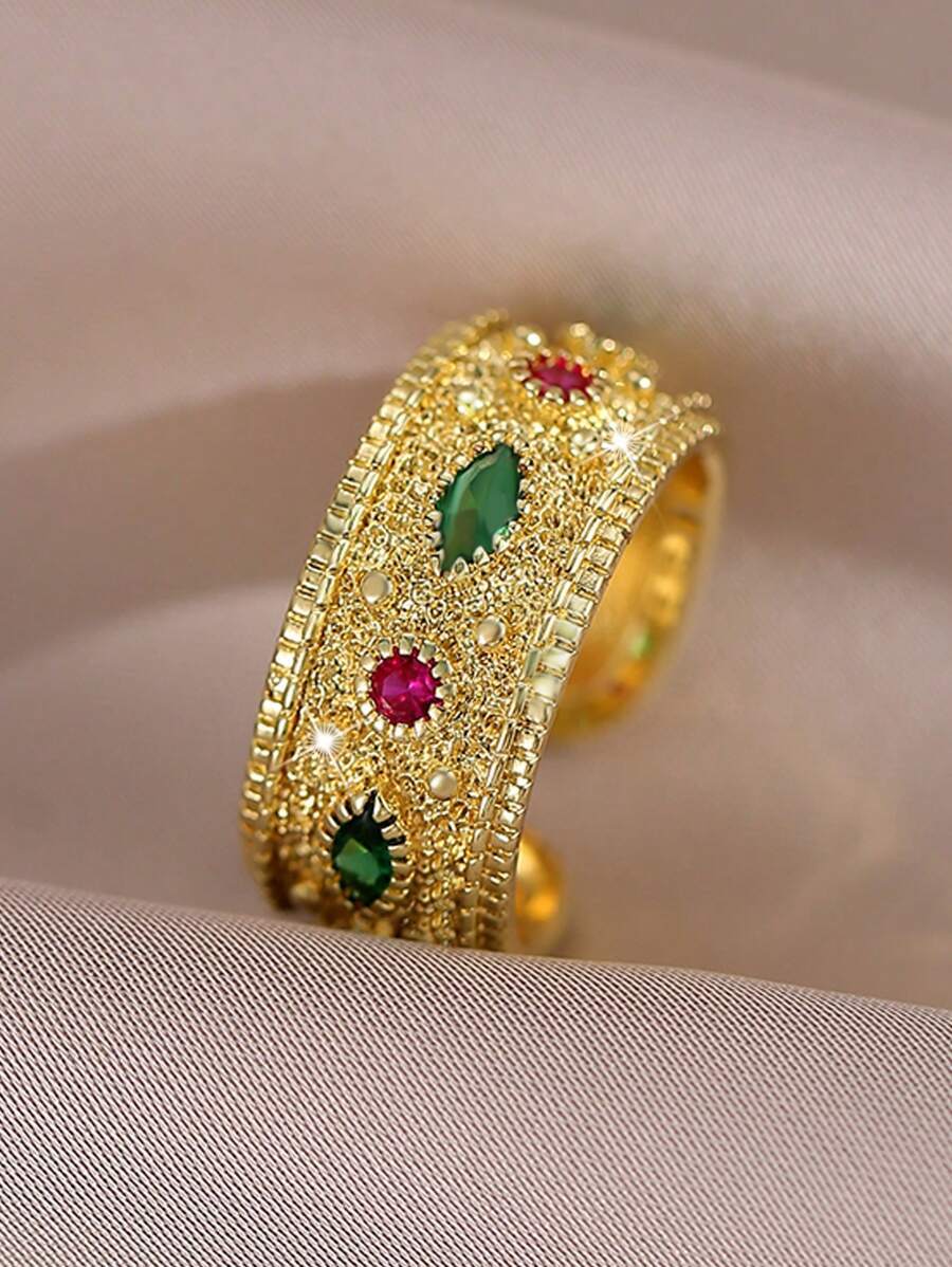 リング レディース リング 1個 高級スタイル マイクロインレイジオメトリーリング レディース 女の子 クリスタルリング バースデ拍卖