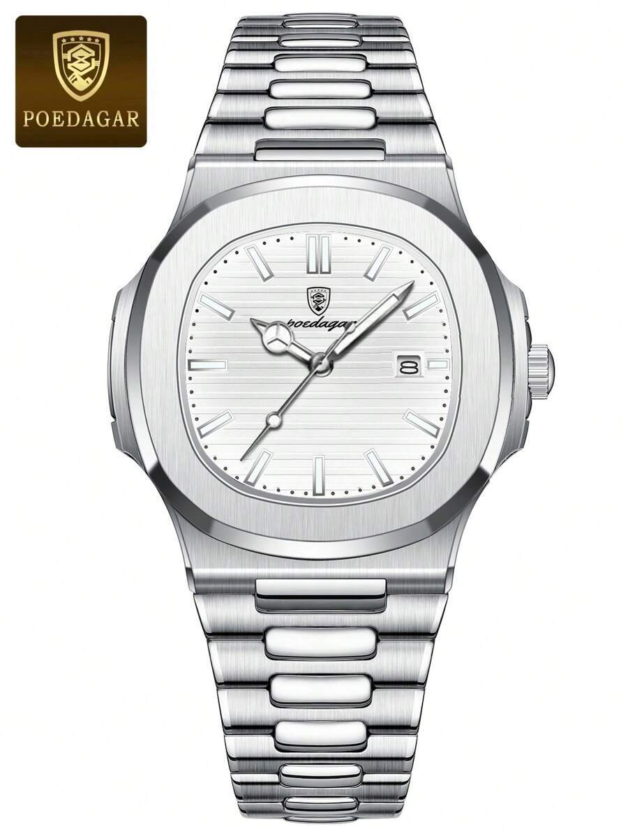 腕時計 メンズ クォーツ ラグジュアリー メンズウォッチ、ビジネス ステンレススチール クオーツ メンズ ウォッチ、防水、ナイトビ拍卖