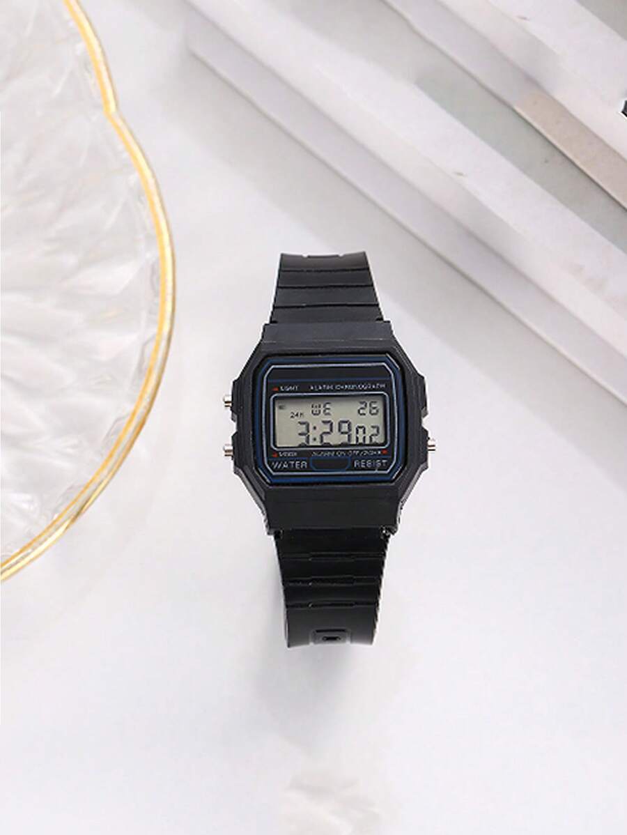 腕時計 メンズ デジタル 新作ヴィンテージ メンズ 電子スポーツウォッチ、シリコンバンド付き日付表示拍卖