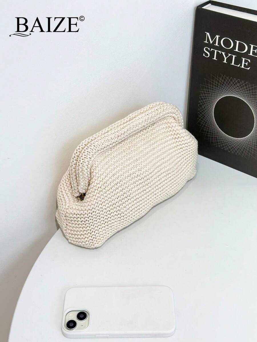 バッグ レディース クラッチバッグ バイズ エレガントストライプカラーブロッククラッチバッグ - コスメティックバッグ大サイズ、ホ拍卖