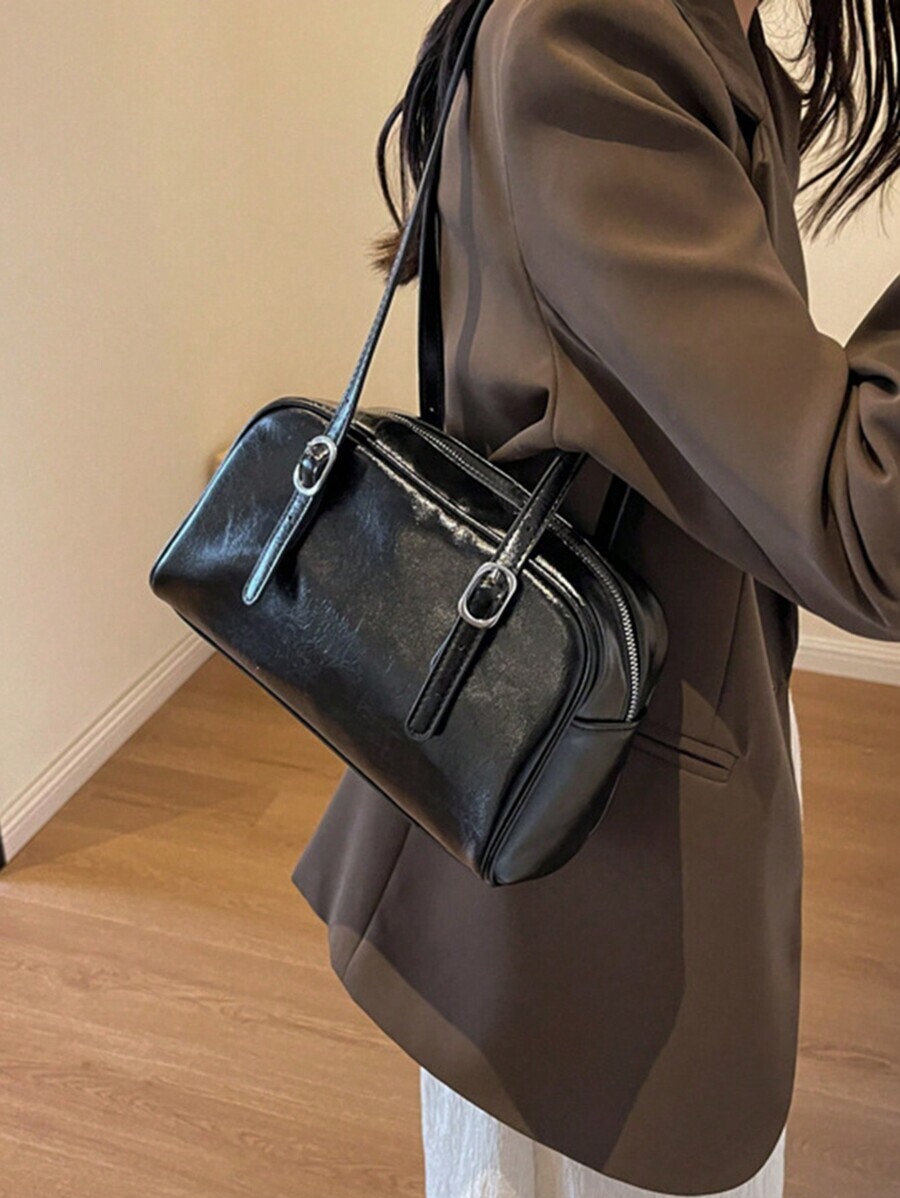 バッグ レディース ショルダーバッグ 艶やかな仕上げのワックスレザー 女性用ショルダーバッグ、シンプルでファッショナブル、トレンデ拍卖