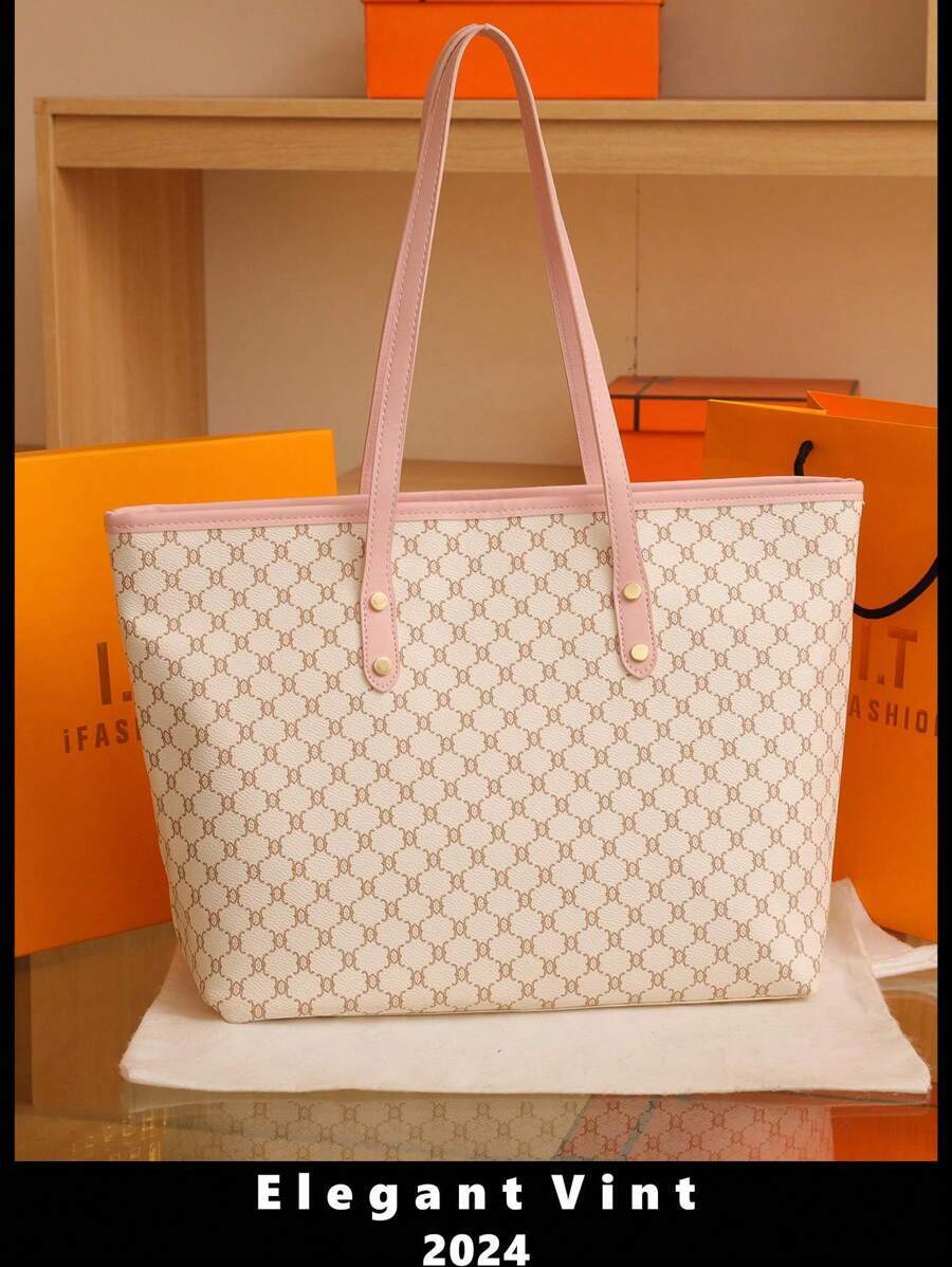 バッグ レディース トートバッグ 2025年 クラシックファッションジャカードトートバッグ、大容量ショルダーハンドバッグ、女性の日拍卖