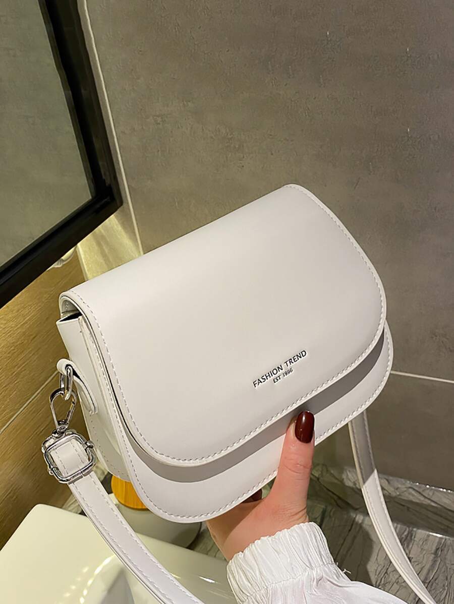 バッグ レディース ショルダーバッグ 軽量、ビジネスカジュアルミニレターディテールフラップサドルバッグ、十代の女の子、女性、大学生拍卖