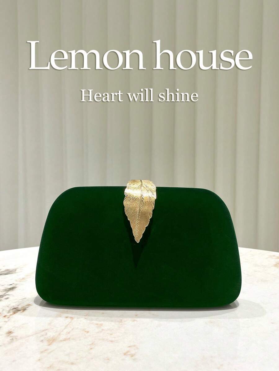 バッグ レディース ドレスバッグ 1個 エレガントなビンテージベルベットリーフクラッチバッグ(グリーン)、フォーマルなディナーパー拍卖