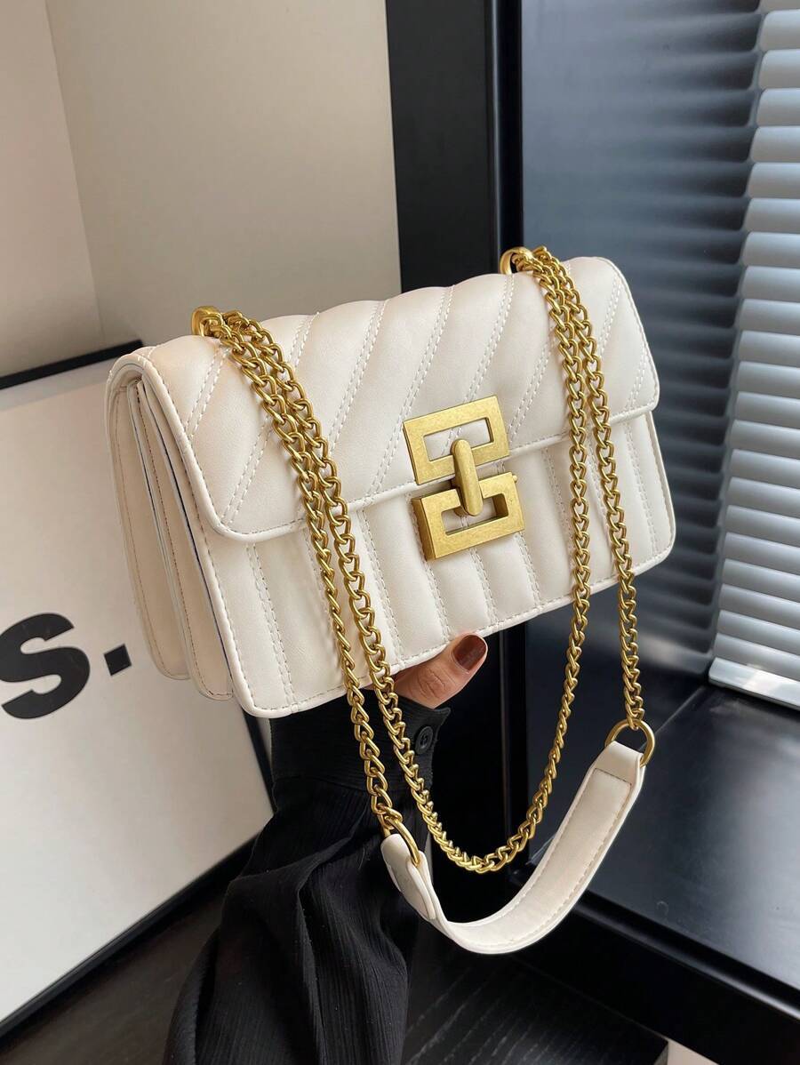 バッグ レディース ショルダーバッグ 1個 無地 PU素材 ショルダーバッグ レディース、ファッショナブルな菱形格子ステッチ刺繍パ拍卖