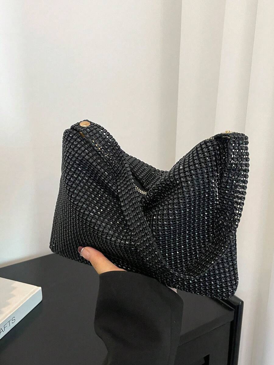 バッグ レディース ドレスバッグ 在庫あり 2025年新作 クロスボーダー ラインストーン ノット アンダーアーム クレセントバッ拍卖