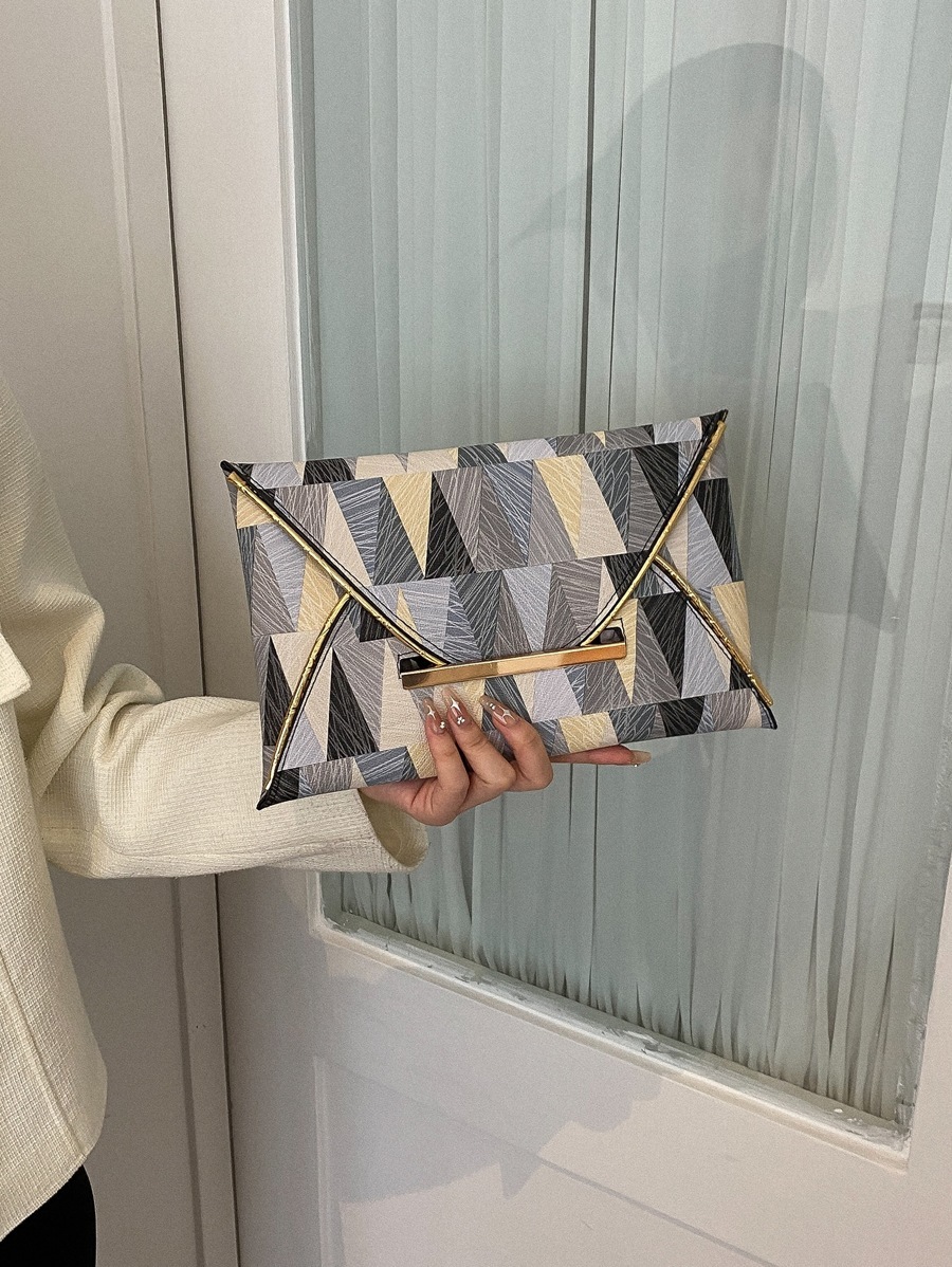 バッグ レディース クラッチバッグ ジオメトリック・パターンのエンベロープバッグ、女の子、女性、新人、ホワイトカラー労働者向け、ビ拍卖