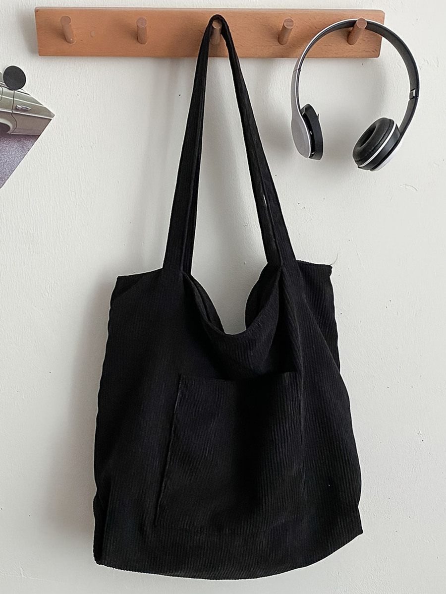 バッグ メンズ トートバッグ 黒コーデュロイ製軽量トートバッグ、ショッピングバッグ、トラベルエッセンシャルズ、バケーション、アウト拍卖