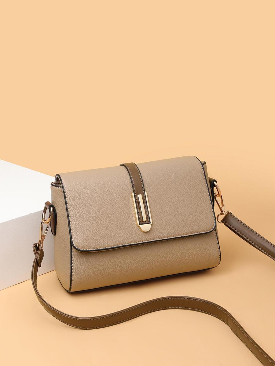 バッグ レディース ショルダーバッグ 軽量、ビジネスカジュアル、シンプルでレトロなカラーブロックフラップクロスボディバッグ、十代の拍卖